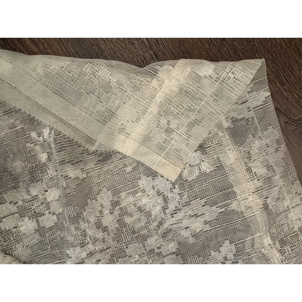 Vtg Ivory Floral Lace Curtain Ruffled Edges Attached Valance 58x84 Cottage Core - Picture 15 of 16